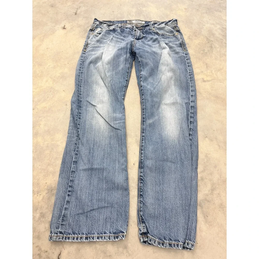 BKE Carter Bootcut Jeans Mens 34R Blue Denim Light Wash Grunge Y2K Streetwear